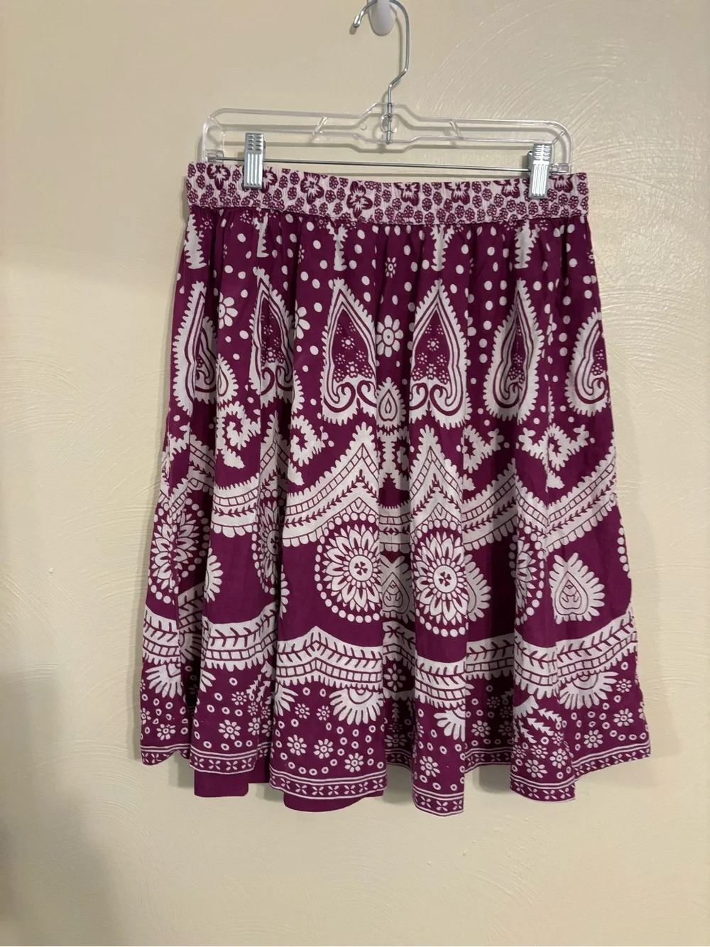 Collections Etc Medium Purple Paisley 100% Cotton Pull On Boho Skirt